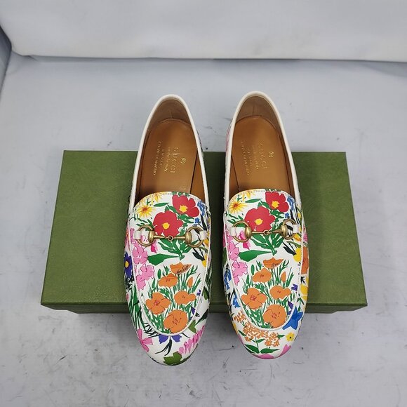 Gucci X KEN SCOTT Jordaan Floral White Horsebit Loafer Shoe - Picture 1 of 11